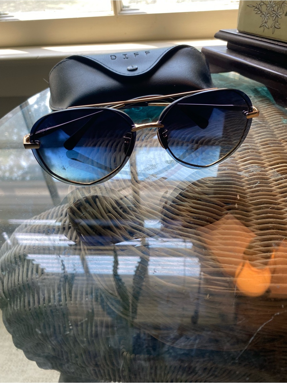 DIFF Lenox Aviators Gradient Gray- Blue Lens Sunglasses